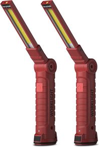 LED Torch, Rechargeable Work Light Inspection Lamp with Magnetic Base 360 Rotate Camping Lights for Home, Workshop and Emergency Use (2 Pack, Red)
