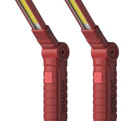 LED Torch, Rechargeable Work Light Inspection Lamp with Magnetic Base 360 Rotate Camping Lights for Home, Workshop and Emergency Use (2 Pack, Red)