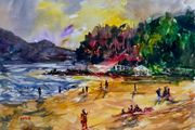 easy living beach watercolour