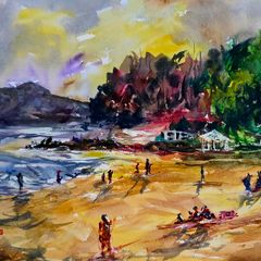 easy living beach watercolour