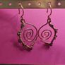 Copper Wire Earrings, Leaf Inspired Handmade spiral Dangles with Dark Beads Image 10
