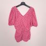 Ganni Red Pink White Gingham Check Ruched Tube Top 20UK/48EU Image 8