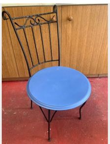 Wrought Iron Chair With Wooden Seat