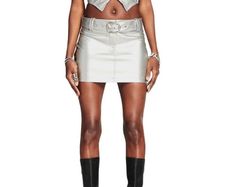 I.Am.Gia Silver Metallic Mini Skirt