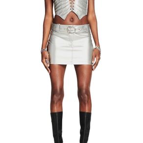 I.Am.Gia Silver Metallic Mini Skirt