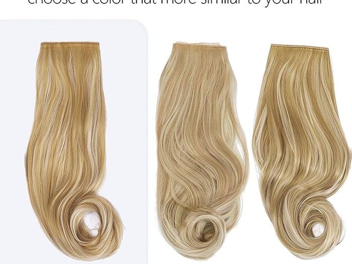 Hair Extension 18 Inch Invisible Adjustable Wire Hair Piece Curly Wavy Long Synthetic Hairpieces for Women Natural Heat Temperature Fiber (18 Inch (Pack of 1), Honey Blonde/Bleach (MULTIPLE COLOURS AVAILABLE)