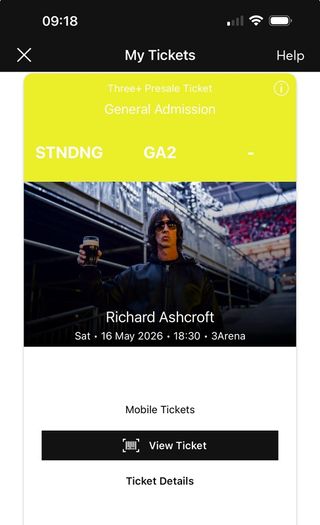 Richard Ashcroft Standing Ticket May 16th