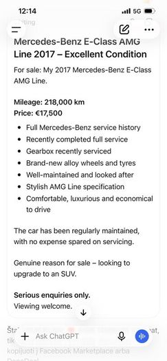 Mercedes E clas AMG line