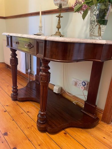 Antique Marble Top Console / Hall Table