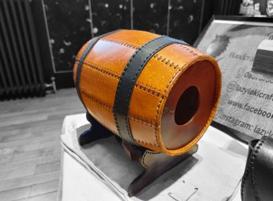 leather whiskey/spirit bottle barrel
