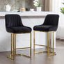 Set of 2 Velvet Bar Stools with Backrest for Kitchen Island Image 2