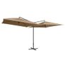 Double Parasol with Steel Pole 250x250 cm Taupe Image 3