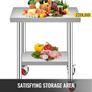 Stainless Steel Work Table 30 x 18 x 34 Inch, 700 LBS Load Capacity with 4 Wheels, 3 Adjustable Height Levels, Heavy Duty Food Prep Worktable Image 6