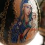 Vintage Christian Painted Wooden Brown Egg with Icon of the Mother of God H-7" Image 7