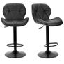 Set of 2 Bar Chairs,Modern Height Adjustable Kitchen Stools With Backs, Swivel Faux Leather Kitchen Island Chairs All Black Image 2