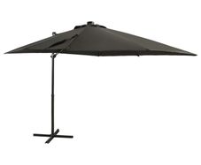 Cantilever Umbrella with Pole and LED Lights Anthracite 250 cm