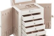 Jewellery Box 6 Tiers, Jewellery Case with 5 Drawers, Large Storage Capacity, with Mirror, Lockable, Jewellery Storage Organiser, Gift for Loved Ones, for Watches,