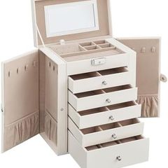 Jewellery Box 6 Tiers, Jewellery Case with 5 Drawers, Large Storage Capacity, with Mirror, Lockable, Jewellery Storage Organiser, Gift for Loved Ones, for Watches,