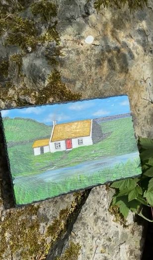 Handpainted Kerry Cottage On Slate
