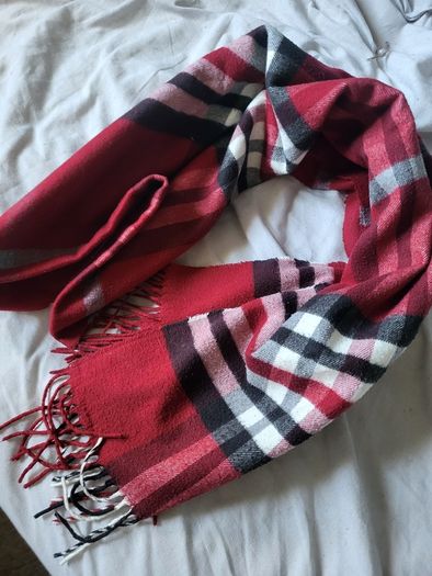 Autumn red checkered shawl