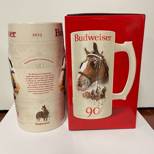 Budweiser Ceramic 90th Clydesdale Anniversary Edition Stein