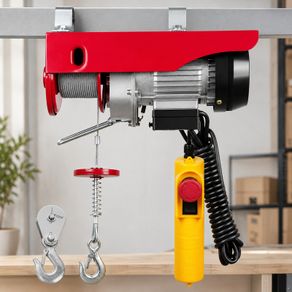 Electric Hoist, 249.5 kg Lifting Capacity, 510W 220V Electric Steel Wire Winch with 427 cm Wired Remote Control, 1219 cm Single Cable Lifting Height & Pure Copper Motor, for Garage Warehouse Factory