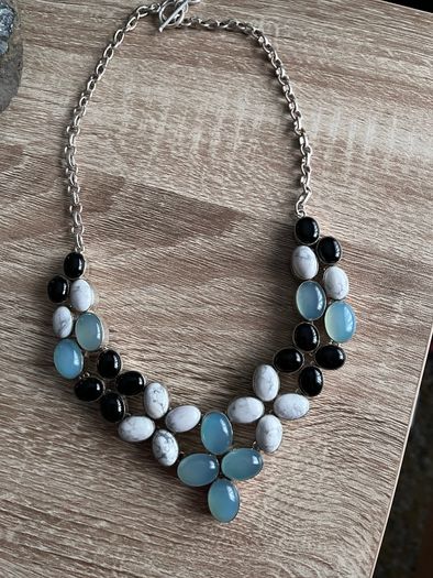 Silver Plated Necklace with Genuine Stones