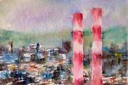 dublin city view watercolour