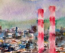 dublin city view watercolour