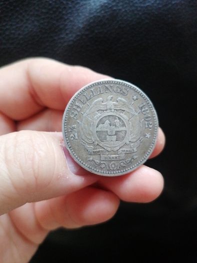1892 South Africa Silver 2 1/2 Shillings Coin