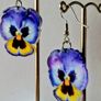Vibrant Violet & Yellow Pansy Earrings Image 6