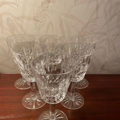 Set of 6 Vintage Waterford Crystal Wine  Hock Glasses  Elegant Cut Crystal