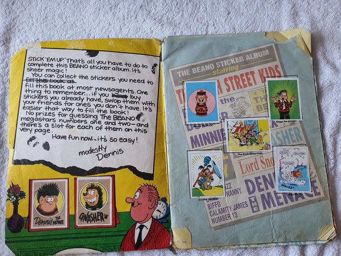 Beano Sticker Book 98% Full + Spare Book about 50% full