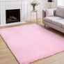 Rugs Living Room Large 160x230cm, Pink Bedroom Rug Fluffy Faux Fur Carpets, High Pile Soft Rug Non Shedding, Modern Non Slip Area Rugs Image 4