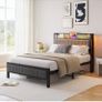 3ft Upholstered Bed Frame with Charging Station/USB Ports and LED Lights Image 6