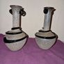 Vintage pair Spanish Lafiore Scavo glass vases Image 5