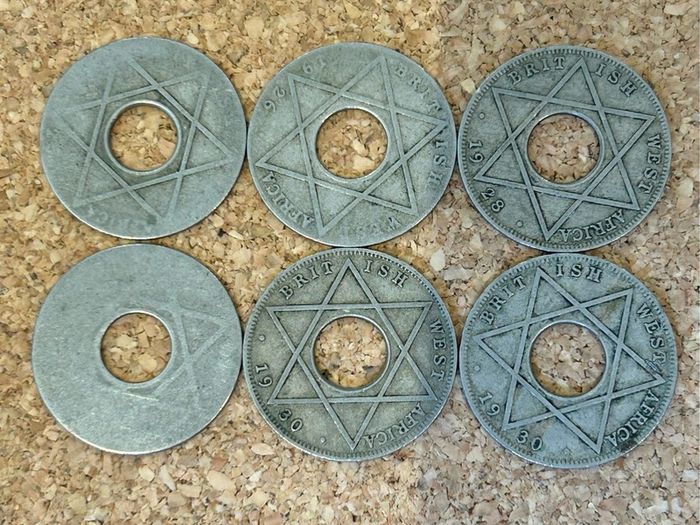 West Africa 1/10 Penny coins (6)