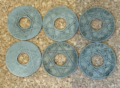 West Africa 1/10 Penny coins (6)