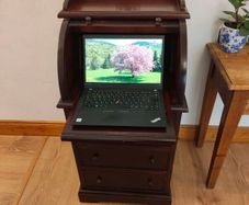 Mahogany cylinder-top writing desk.