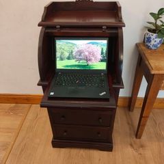 Mahogany cylinder-top writing desk.