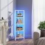 Corner Shelf with LED Light, 5-Tier Corner Bookshelf for Small Space, Narrow Display Corner Shelf Stand with Storage Rack, for Living Room, bedroom, Pure White Image 6