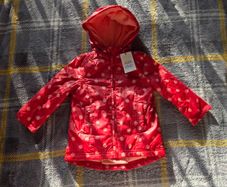 Mini Club Red Polka Dot Fleece-Lined Hooded Raincoat/Winter Coat