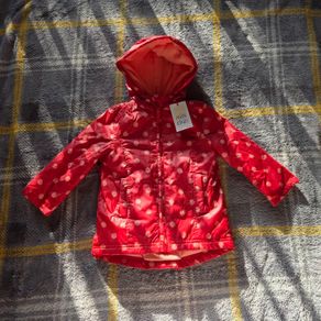 Mini Club Red Polka Dot Fleece-Lined Hooded Raincoat/Winter Coat