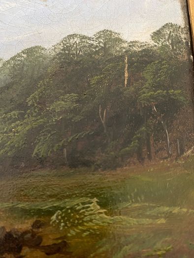 Small 19th Century Oil on Canvas in Gilt Frame