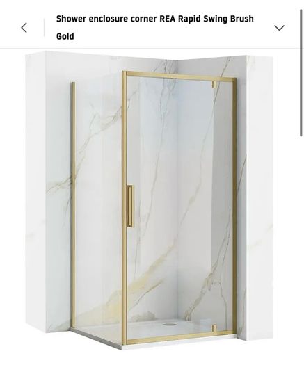 900mm Corner Shower Enclosure - Brushed Gold