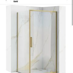 900mm Corner Shower Enclosure - Brushed Gold