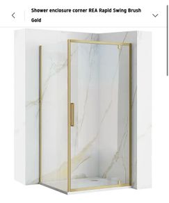 900mm Corner Shower Enclosure - Brushed Gold