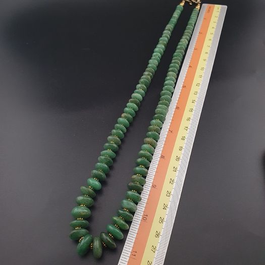 Vintage Tire Shape Jade Beads Necklace 24inches