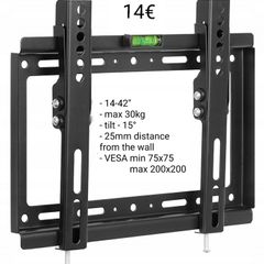 Tv Wall Mount Bracket Flat Tilt 14" - 42"