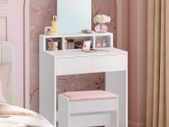 Dressing Table with Mirror and 2 Drawers Pastel Pink or White